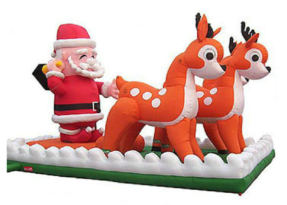 Décorations gonflables de vacances du père noël avec à deux lignes de rennes piquées