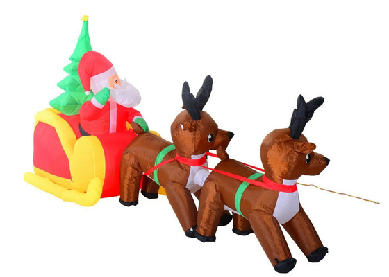 Décorations gonflables de vacances du père noël avec à deux lignes de rennes piquées