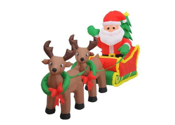 Décorations gonflables de vacances du père noël avec à deux lignes de rennes piquées