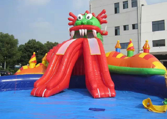 Parc aquatique gonflable de PVC de Platon avec piquer sûr d'aiguille de double de glissière de piscine