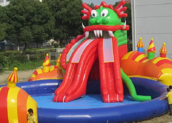 Parc aquatique gonflable de PVC de Platon avec piquer sûr d'aiguille de double de glissière de piscine