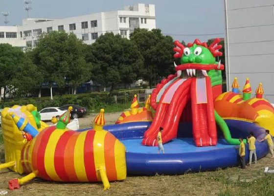 Parc aquatique gonflable de PVC de Platon avec piquer sûr d'aiguille de double de glissière de piscine